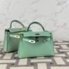 Hermes Matte Alligator Crocodile Mini Kelly 19CM 6U Vert D’eau Silver Hardware