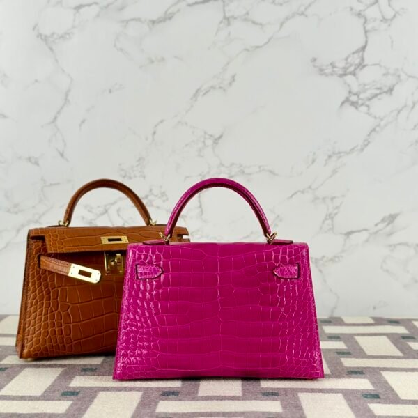 wsxc1722869412473_1 Australia Sydney Hermes Mini Kelly 19CM Shiny Alligator Crocodile J5 Rose Sheherazade Gold Hardware