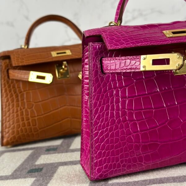 wsxc1722869412473_3 Australia Sydney Hermes Mini Kelly 19CM Shiny Alligator Crocodile J5 Rose Sheherazade Gold Hardware