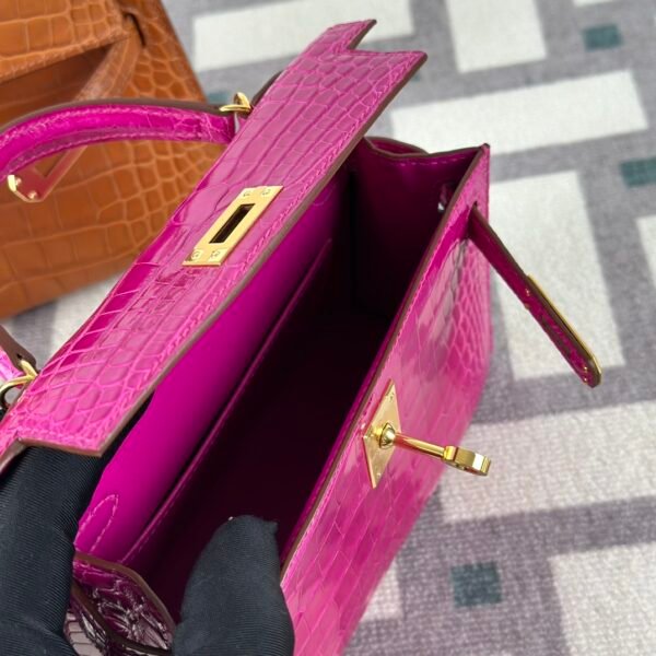 wsxc1722869412473_5 Australia Sydney Hermes Mini Kelly 19CM Shiny Alligator Crocodile J5 Rose Sheherazade Gold Hardware