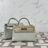 USA Washington Hermes Mini Kelly 19CM Matte Alligator Crocodile 0W Gris Neve Silver Hardware