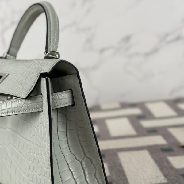 wsxc1723040846120_4 USA Washington Hermes Mini Kelly 19CM Matte Alligator Crocodile 0W Gris Neve Silver Hardware