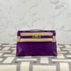 wsxc1723733192473_0 Russia Moscow Hermes Shiny Alligator Crocodile Kelly Pochette 22CM 5L Ultra Violet Gold Hardware