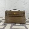 wsxc1723733203574_0 New Hermes Bag Kelly Pochette 22CM Shiny Alligator Crocodile CC18 Etoupe Gold Hardware
