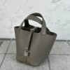 Hermes Bag Images Picotin 18CM 8F Etain Clemence Leather Silver Hardware