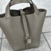 Hermes Bag Images Picotin 18CM 8F Etain Clemence Leather Silver Hardware