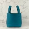 Taiwan Hermes Picotin 18CM Clemence Leather CC75 Blue Jean Gold Hardware