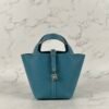 Hermes Bag Price Clemence Leather Picotin 18CM CK75 Blue Jean Silver Hardware