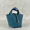 Hermes Bag Price Clemence Leather Picotin 18CM CK75 Blue Jean Silver Hardware