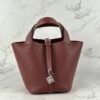 Full Handmade Hermes Clemence Leather Picotin 18CM CK55 Rouge H Silver Hardware