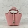 Russia Moscow Hermes Picotin 18CM Clemence Leather 3Q Rose Sakura Silver Hardware