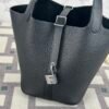 Korea Seoul Hermes CK89 Noir Clemence Leather Picotin 18CM Silver Hardware