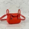 Hermes Mini Lindy 19CM Clemence Leather 9T Fue Orange Silver Hardware