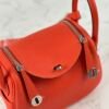 Hermes Mini Lindy 19CM Clemence Leather 9T Fue Orange Silver Hardware