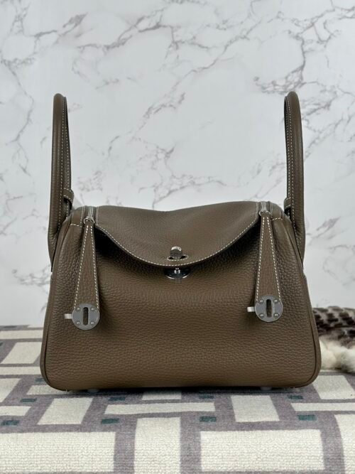 Hermes Bag Price Clemence Leather Lindy 26CM CK18 Etoupe Silver Hardware