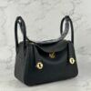 USA New York Hermes Clemence Leather Lindy 26CM CC89 Noir Gold Hardware