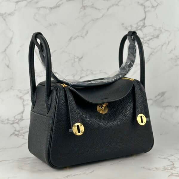 USA New York Hermes Clemence Leather Lindy 26CM CC89 Noir Gold Hardware