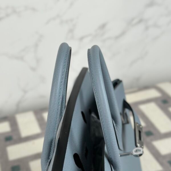 Hermes Bag Images Birkin 25CM Togo Leather J7 Blue Lin Silver Hardware