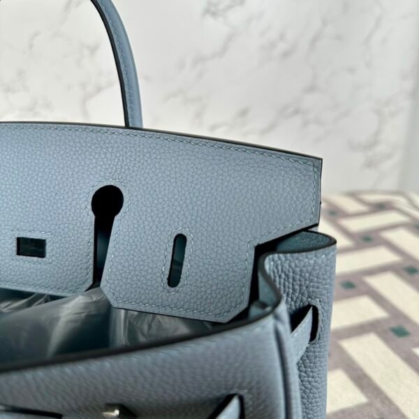 Hermes Bag Images Birkin 25CM Togo Leather J7 Blue Lin Silver Hardware