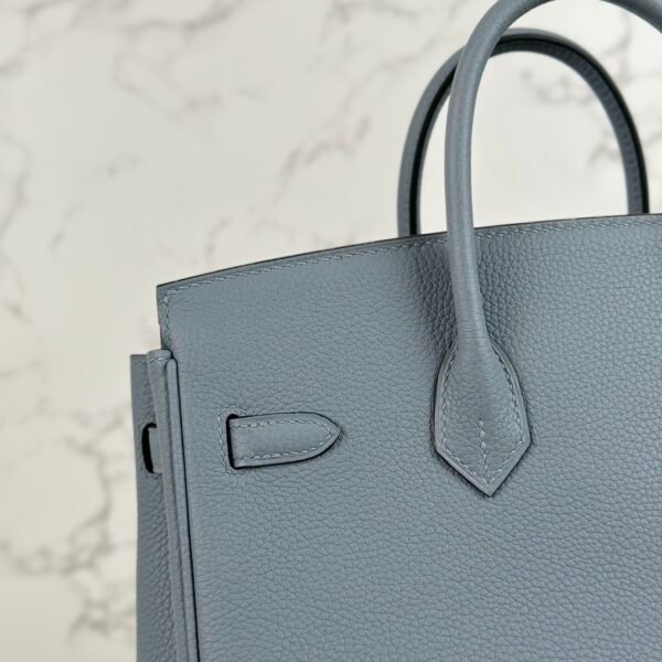 Hermes Bag Images Birkin 25CM Togo Leather J7 Blue Lin Silver Hardware