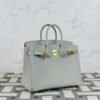 Handmade Hermes Togo Leather Birkin 25CM CC80 Gris Pearl Gold Hardware