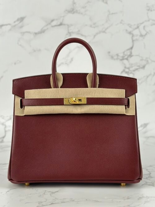 UK London Hermes Epsom Leather Birkin 25CM CC55 Rouge H Gold Hardware