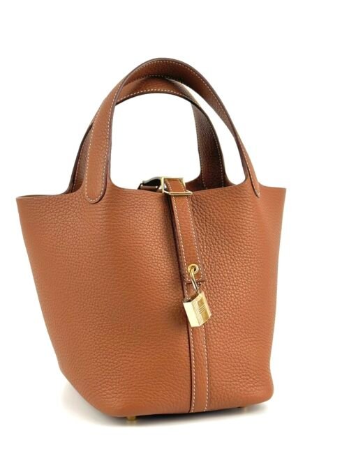 Hermes Bag Price CC37 Gold Clemence Leather Picotin 18CM Gold Hardware
