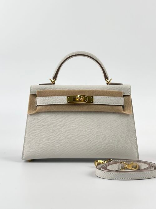 USA Washington Hermes Mini Kelly 19CM Epsom Leather M4 Gris Pale Gold Hardware