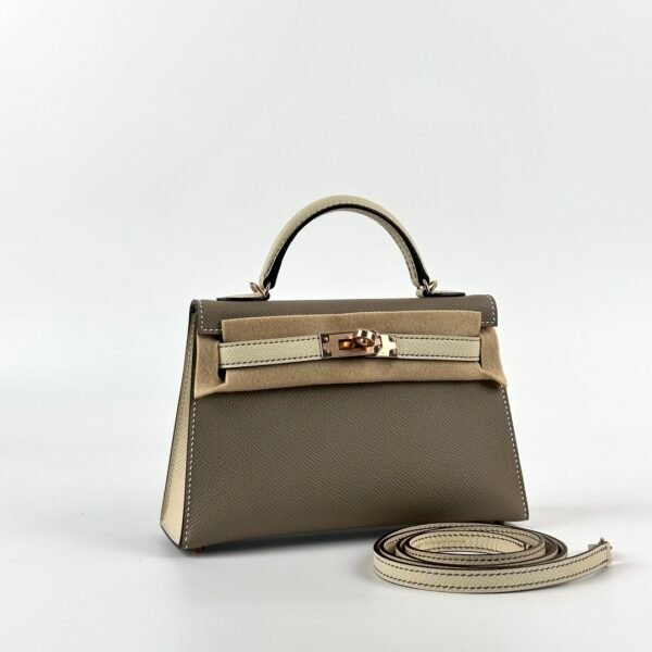 Hong Kong Hermes Epsom Mini Kelly 19CM M8 Gris Asphalt / 10 Craie Rose Gold Hardware