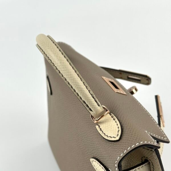 Hong Kong Hermes Epsom Mini Kelly 19CM M8 Gris Asphalt / 10 Craie Rose Gold Hardware