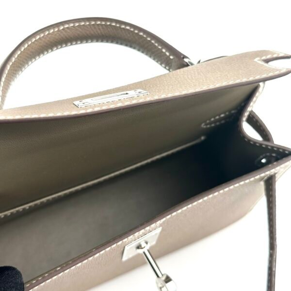 wsxc1725463209183_5 Hermes Bag Images Epsom Leather Mini Kelly 19CM CK18 Etoupe Silver Hardware