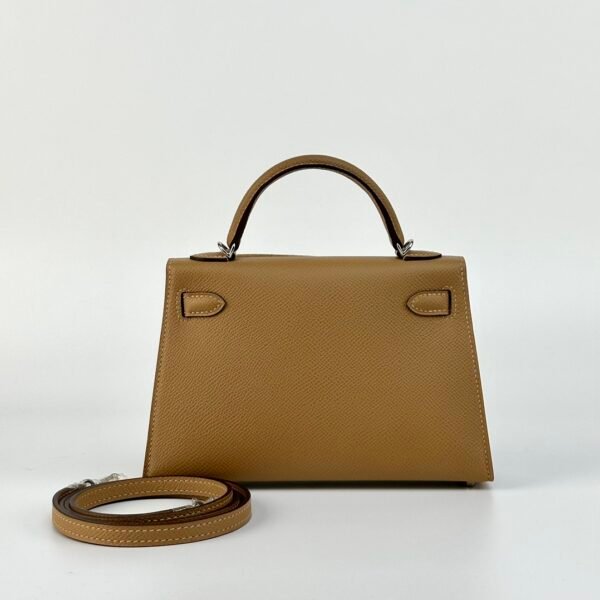 UK London Hermes Epsom Leather Mini Kelly 19CM 0M Chai Silver Hardware