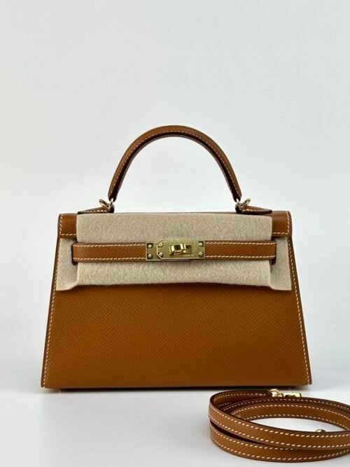 Hermes Bag Images Mini Kelly 19CM CC37 Gold Epsom Leather Gold Hardware