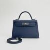 Hermes Bag Price Mini Kelly 19CM Epsom Leather CK73 Blue Saphir Silver Hardware
