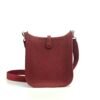 Full Handmade Hermes Mini Evelyne 18CM Clemence Leather CK55 Rouge H Silver Hardware