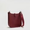Full Handmade Hermes Mini Evelyne 18CM Clemence Leather CK55 Rouge H Silver Hardware