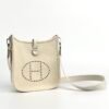 Hermes Bag Images Mini Evelyne 18CM Clemence Leather I2 Nata Silver Hardware