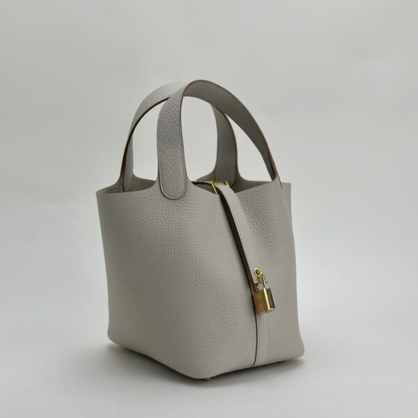 wsxc1727101785194_1 Hermes Bag Images Clemence Leather Picotin 18CM CC80 Gris Pearl Gold Hardware