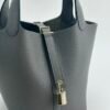 USA Los Angeles Hermes 0LGris Meyer Clemence Leather Picotin 18CM Gold Hardware