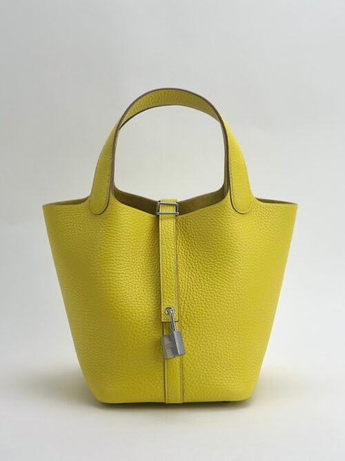 Hermes Picotin18 Women’s Bag Clemence Leather 9R Lime Silver Hardware