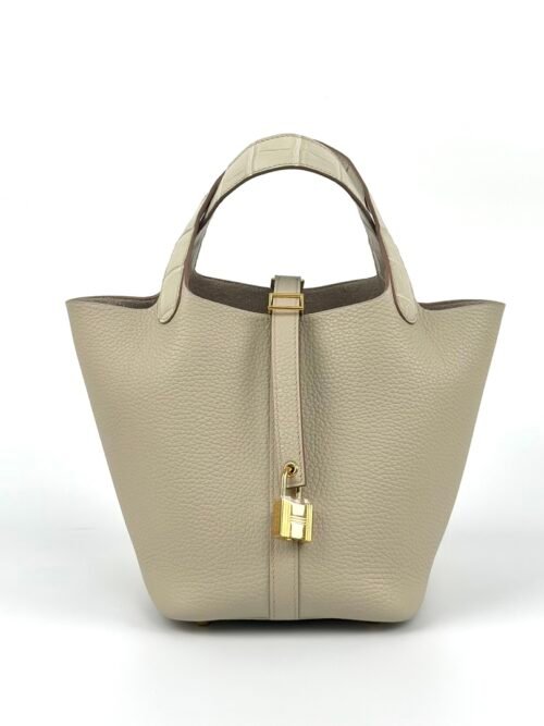 Australia Sydney Hermes Picotin Touch 18CM 8L Beton Clemence / Matte Crocodile Gold Hardware