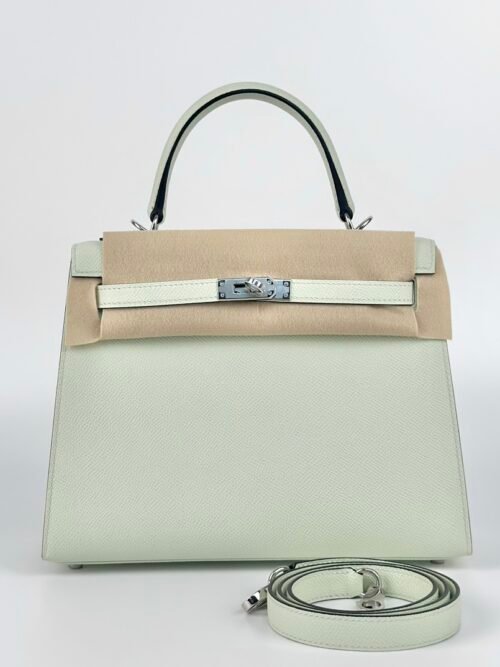 USA New York Hermes Epsom Leather Kelly Sellier 25CM 0S Vert Fizz Silver Hardware