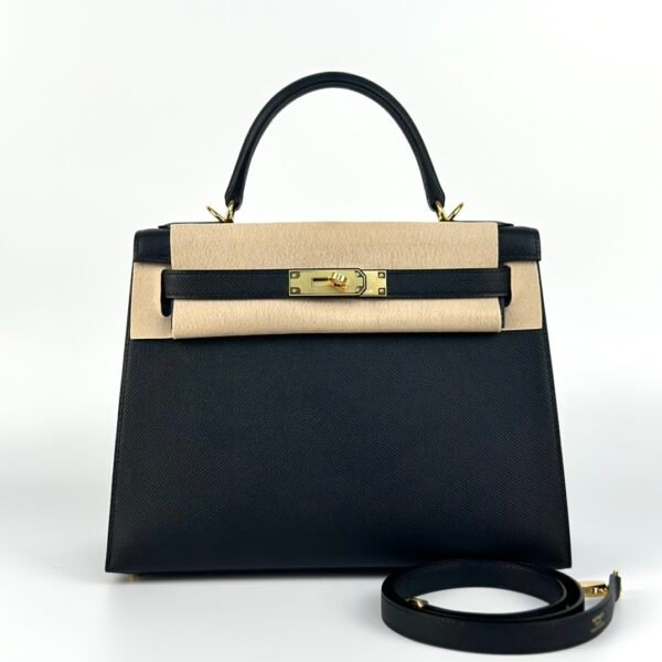 Hermes Bag Images Kelly 28CM Sellier Epsom Leather 89 Noir Gold Hardware
