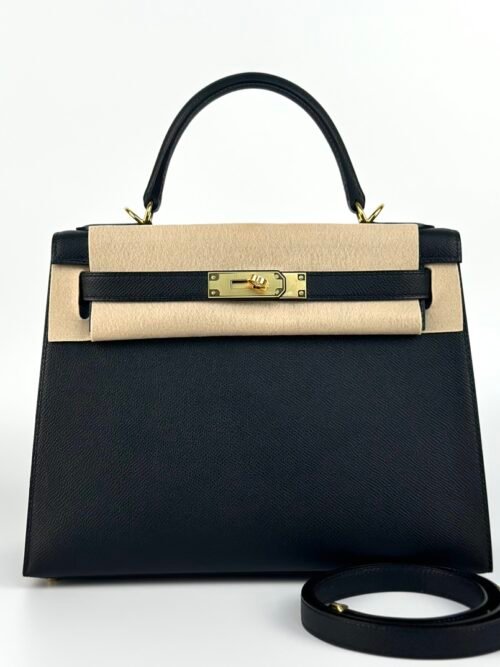 Hermes Bag Images Kelly 28CM Sellier Epsom Leather 89 Noir Gold Hardware