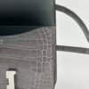 Taiwan Hermes Shiny Alligator Crocodile Constance 18CM CK81 Gris Tourterelle Silver Hardware
