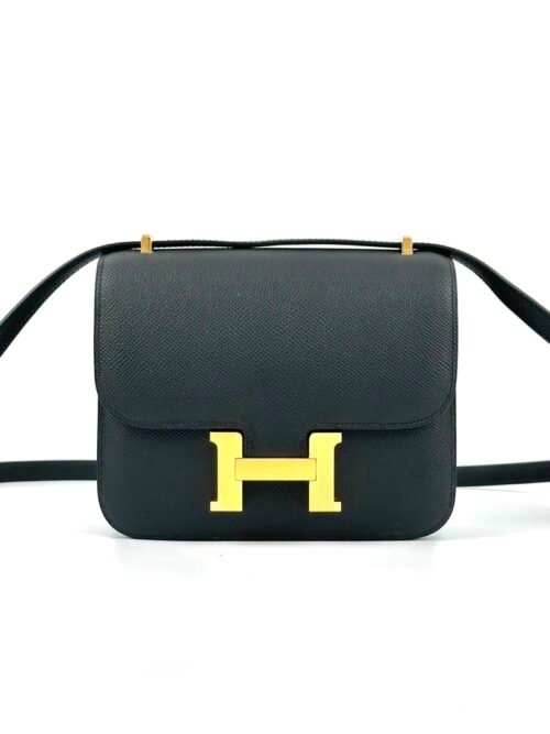 Hermes Bag Images Epsom Leather Constance 18CM CC89 Noir Gold Hardware
