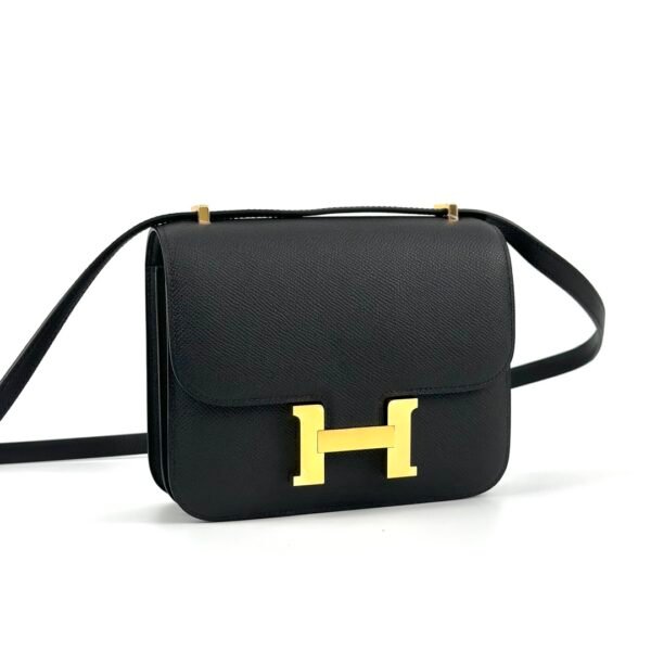 Hermes Bag Images Epsom Leather Constance 18CM CC89 Noir Gold Hardware