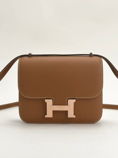 Hermes Bag Price Constance 18CM CC37 Gold Epsom Leather Rose Gold Hardware