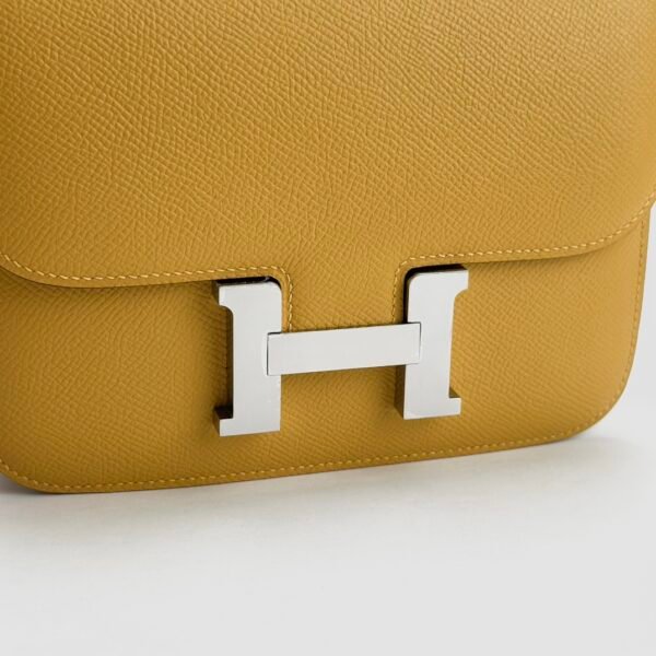 Hermes Bag Images Epsom Leather 9D Jaune Amber Constance 18CM Silver Hardware