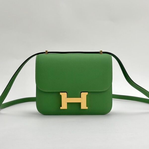 USA New York Hermes Constance 18CM Epsom Y8 Vert Yucca Gold Hardware